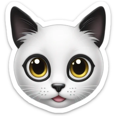 A White and Black cat wit very big eyes sticker