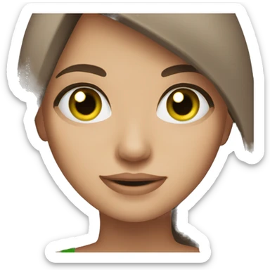 brown haired woman, green eyes, full-chested sticker
