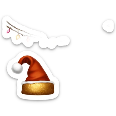 brown santa claus hat with shimmering garland sticker