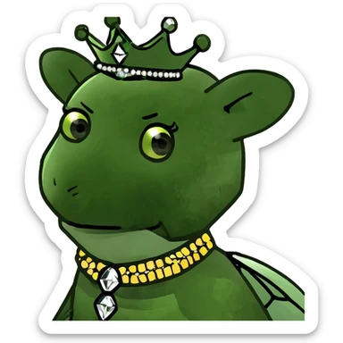 Fancy mint green queen bee with diamond jewelry, rhinestone embellishments, and glitter sparkles sticker