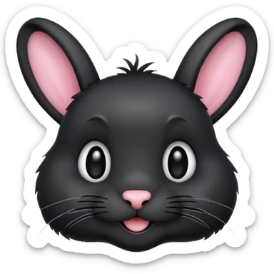 emoji d'une tête de lapin noire qui dit bonjour sticker