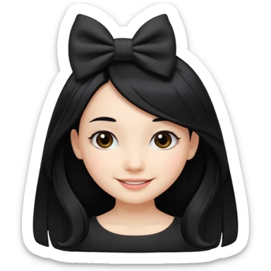 Chica con pelo largo negro con un lazo sticker