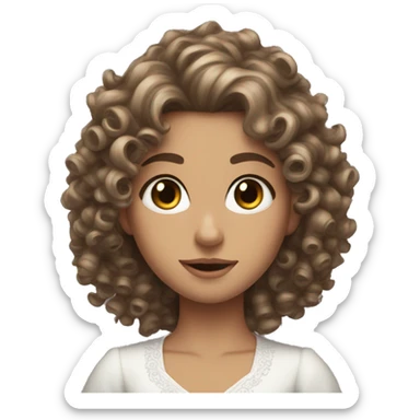white princess curly brown hair beautiful eyes sticker