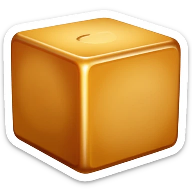 single bouillon cube, compact, slightly crumbly texture, matte golden-brown surface, neat square shape with slightly rounded edges, faint pressed markings, concentrated flavor block, no packaging or extras, soft lighting, subtle shadows, emoji scale sticker