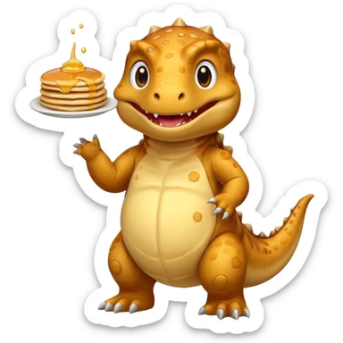 Pancake in a dinosaur costume sticker