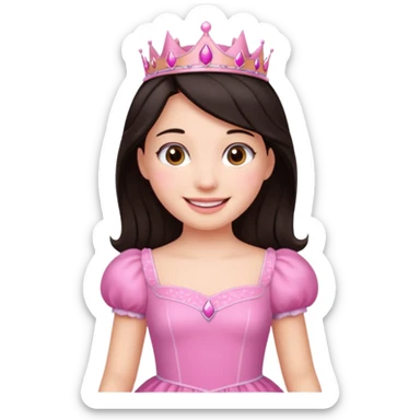 chica vestida de princesa con vestido rosa , piel blanca , pelo oscuro sticker