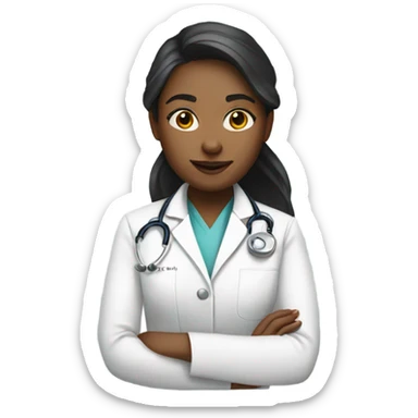 Create a girl wearing a white doctor coat sticker