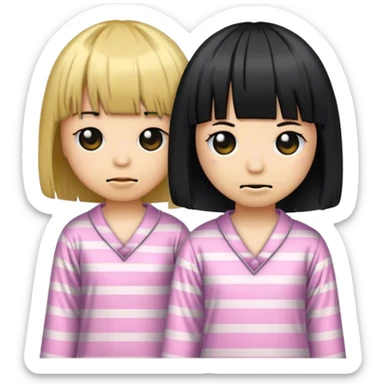 Emo emoji with a bob haircut and bangs, wearing pajamas sticker