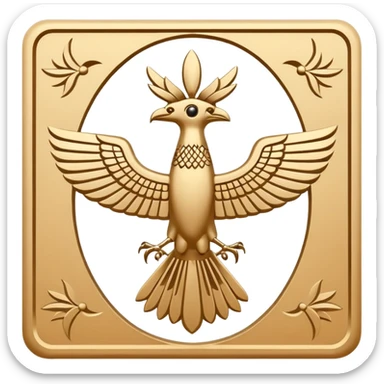 Minimal Faravahar-inspired ancient glyph,
Unicode-like pictogram similar to 𓄂𓆃,
abstract, single-symbol design,
monochrome, flat,
ancient carved sign,
no background, no text sticker