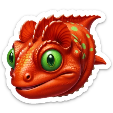 cute red chameleon named Pascale, smiling sticker