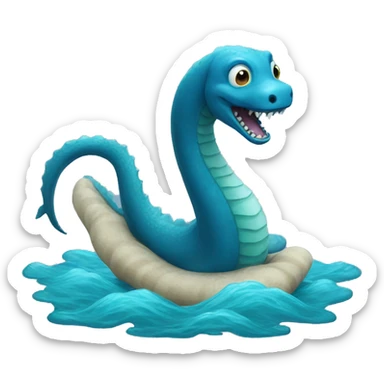 a blue lochness monster sticker