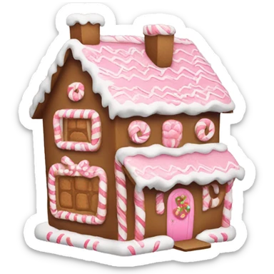 Cute pink Christmas gingerbread house sticker