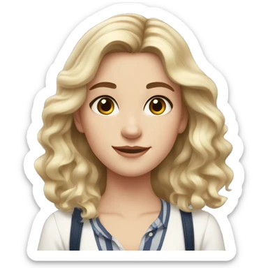 White skin girl, Medium wavy hair, , preppy skincare  sticker