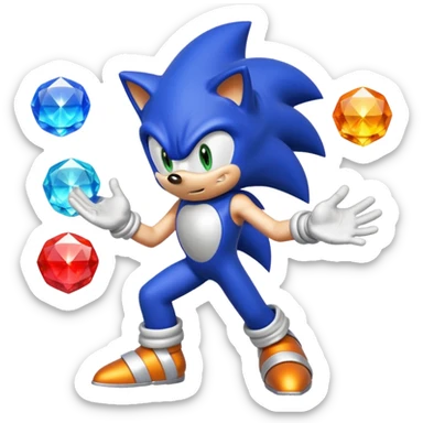 I want Sonic the hedgehog with the 7 chaos emeralds and the Goku aura transformation sticker