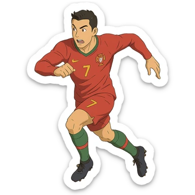 ghibli style Cristiano Ronaldo in dynamic pose sticker