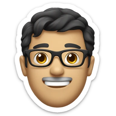 A happy gamer with Dark hair, a black peak and glasses sticker