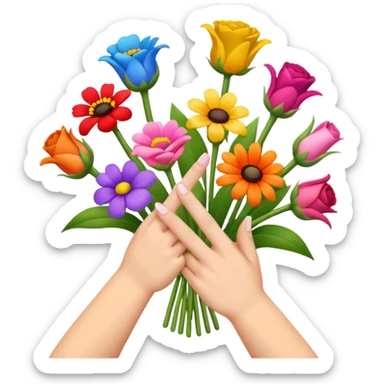 💐 and middle fingers remove the person more flowers, middle fingers only with non metallic hands  sticker