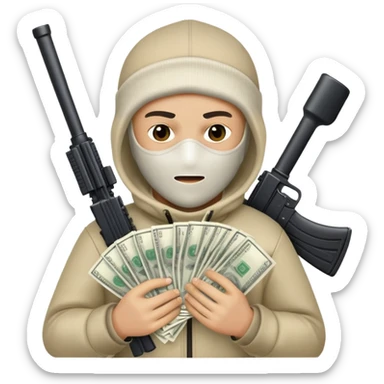boy with a ski mask money & guns sticker