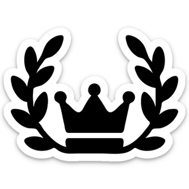 minimal icon of a Greek god crown with more perspective, laurel leaves arranged more horizontally, in silver color, type 3 sticker