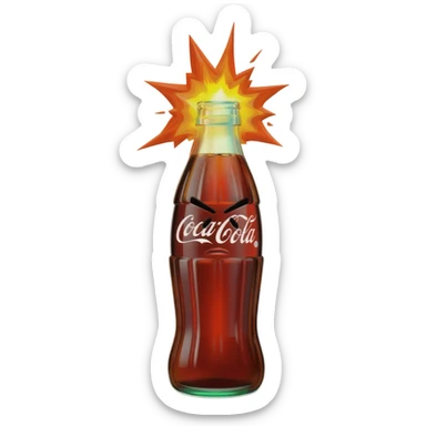 grumpy Coca-cola emoji with exploding head sticker