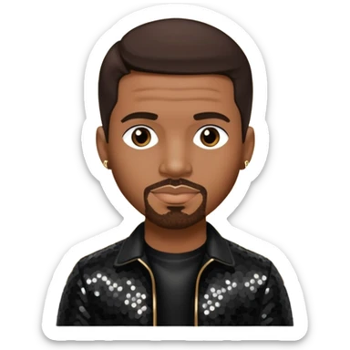  Stevie J, Record Producer with dark brown hair, black sequin outfit sticker