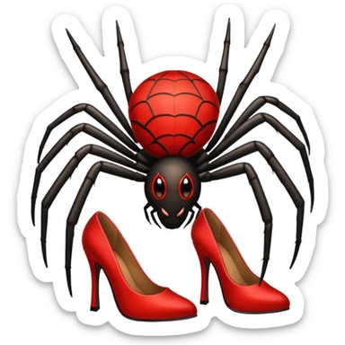 Spider with red high heels on a sticker