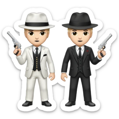 2 mafia members guns sticker