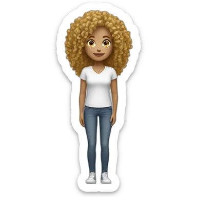 women white with taller curly hair tall sticker