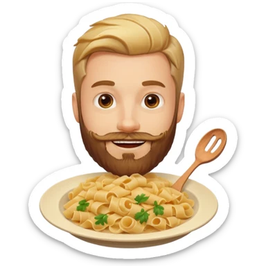 Handsome white man with beard and pasta smiling  sticker