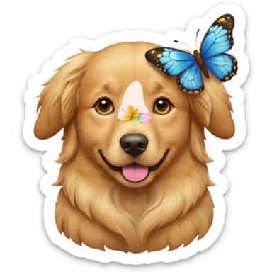 a portrait dog with butterflies sticker