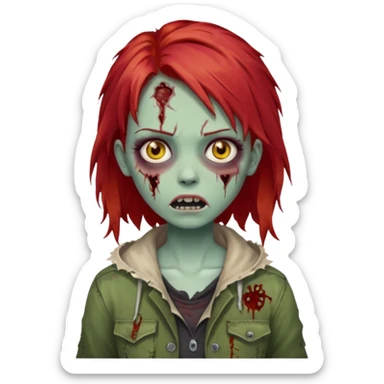 garota zumbi com o cabelo vermelho sticker