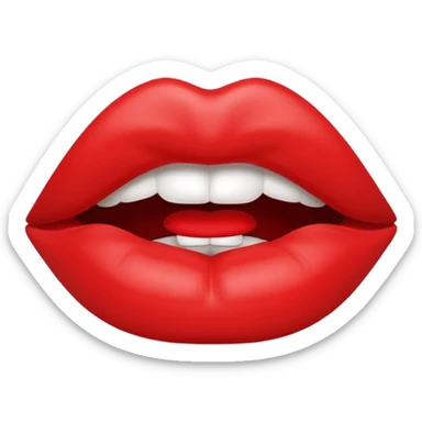 3D rendering, isolated glossy red lips, closed mouth sticker