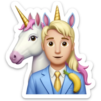 Simon B, peanuts, unicorn, transparent background, no peanuts, bananas sticker