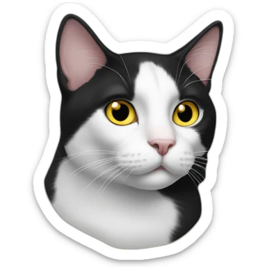 Tuxedo Cat with nose in black and yellow eyes sticker