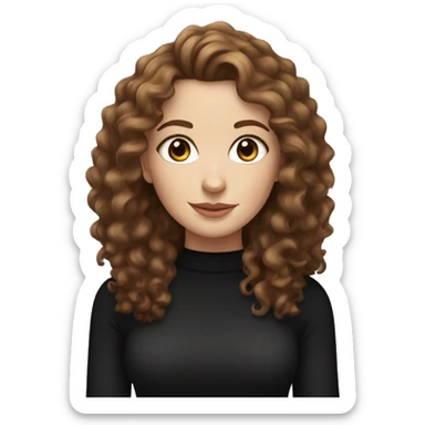 Pretty White Woman with Brown Curly Hair, Wearing a Black Jumper sticker