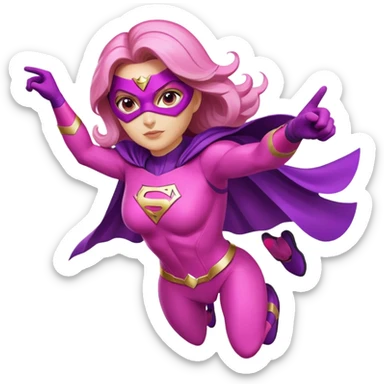 pink violet woman superhero flying sticker