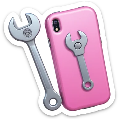 pink girly cellphone with a cute wrench sticker