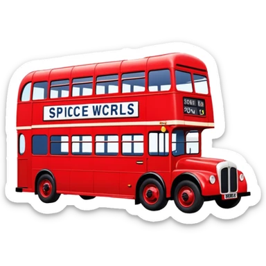 Union Jack flag, double decker bus, spice girl movie sticker