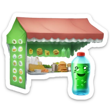 bacteria in bottle and food stall sticker