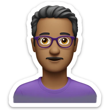 side eyes with purple thin glasses sticker