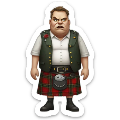 fat zombie wearing a kilt hyperrealistic sticker