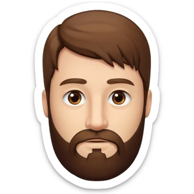 man with long straight hair and beard no mustache sticker