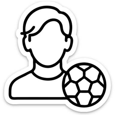 Add a football element to the Kenan Yildiz icon, keep the style minimal and outlined with no background. sticker