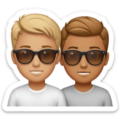 boys in sunglasses indoors BYU sticker