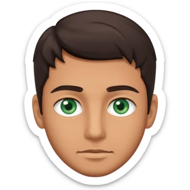 A man with blueish green eyes, dark brown hair  sticker