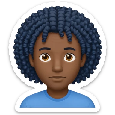 curly haired blue shirt black man  sticker