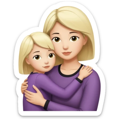 Love of short black haired mother for blonde daughter  sticker