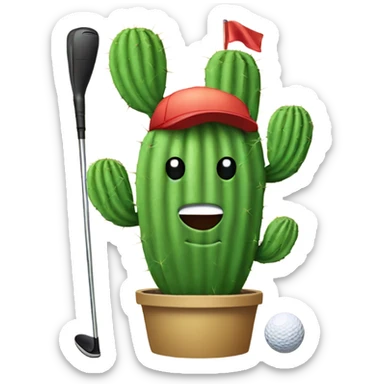 Cactus with golf clubs  sticker