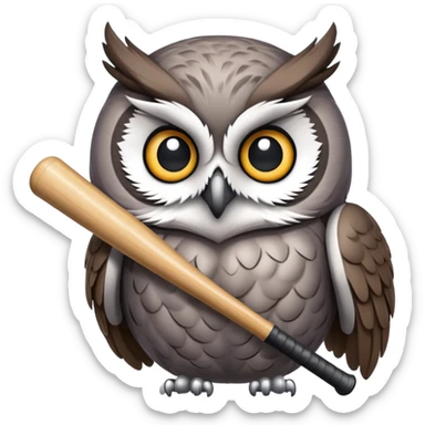 Owl being hit by a baseball bat sticker