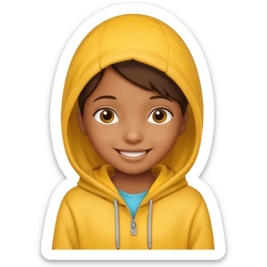brown girl kid in yellow hoodie sticker